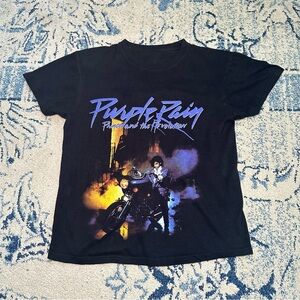 Official Prince Purple Rain Vintage Style Black Graphic Tee